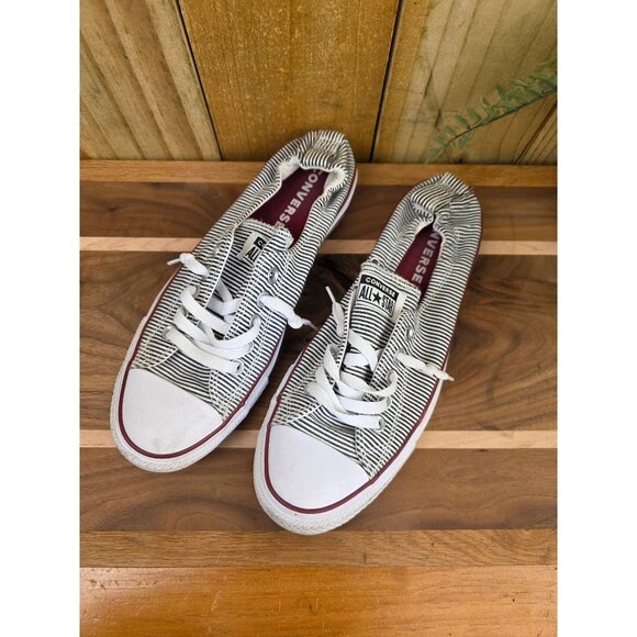 Converse All Star Womens Striped Slip-On Sneakers Size 7.5 Canvas White & Black - Picture 5 of 6